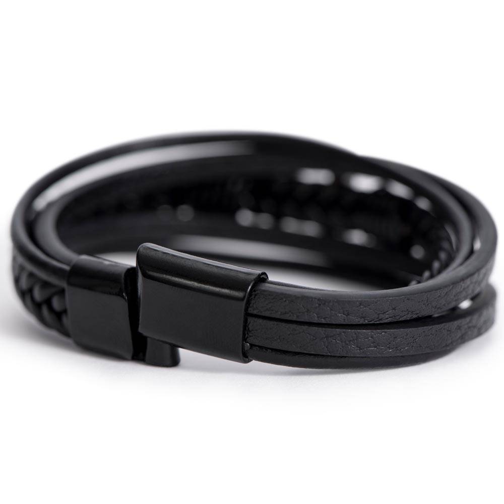 Son Men's Cross Leather Bracelet