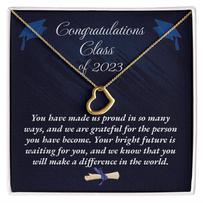 Graduation Gold Delicate Heart Necklace