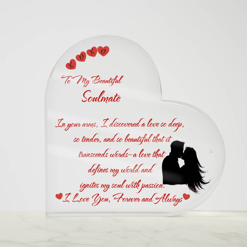 Soulmate Printed Heart Shaped Acrylic Plaque