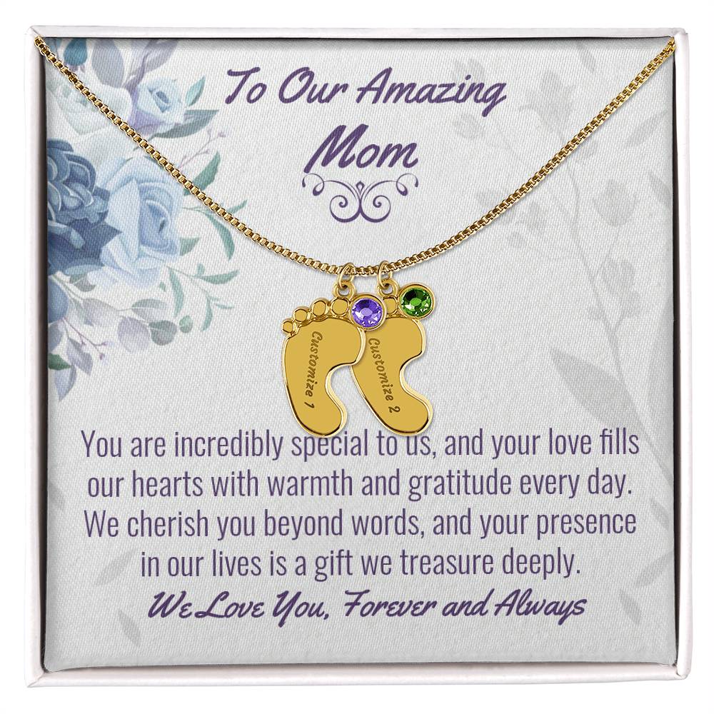 Mom Baby Feet Necklace