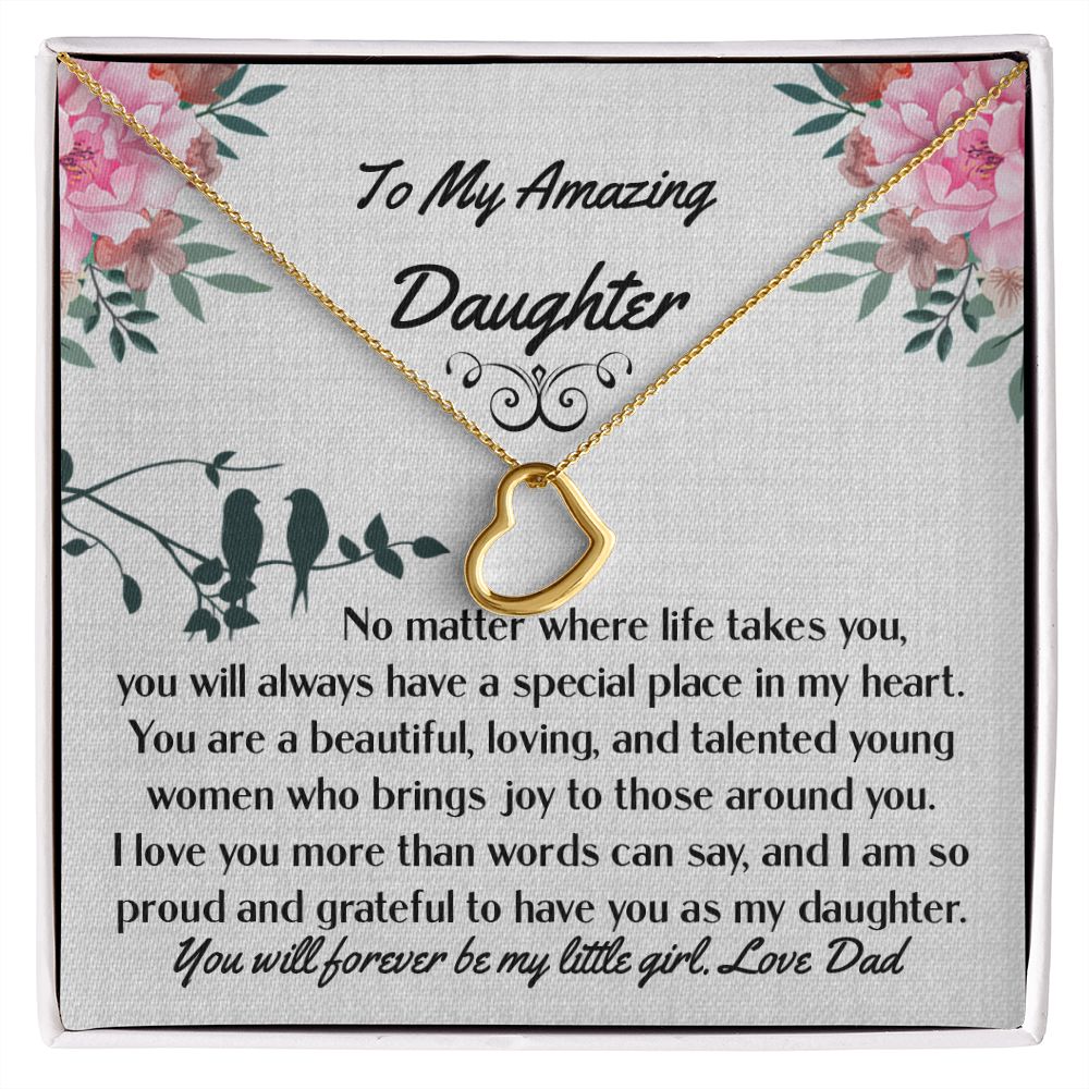 Daughter Gold Delicate Heart Necklace