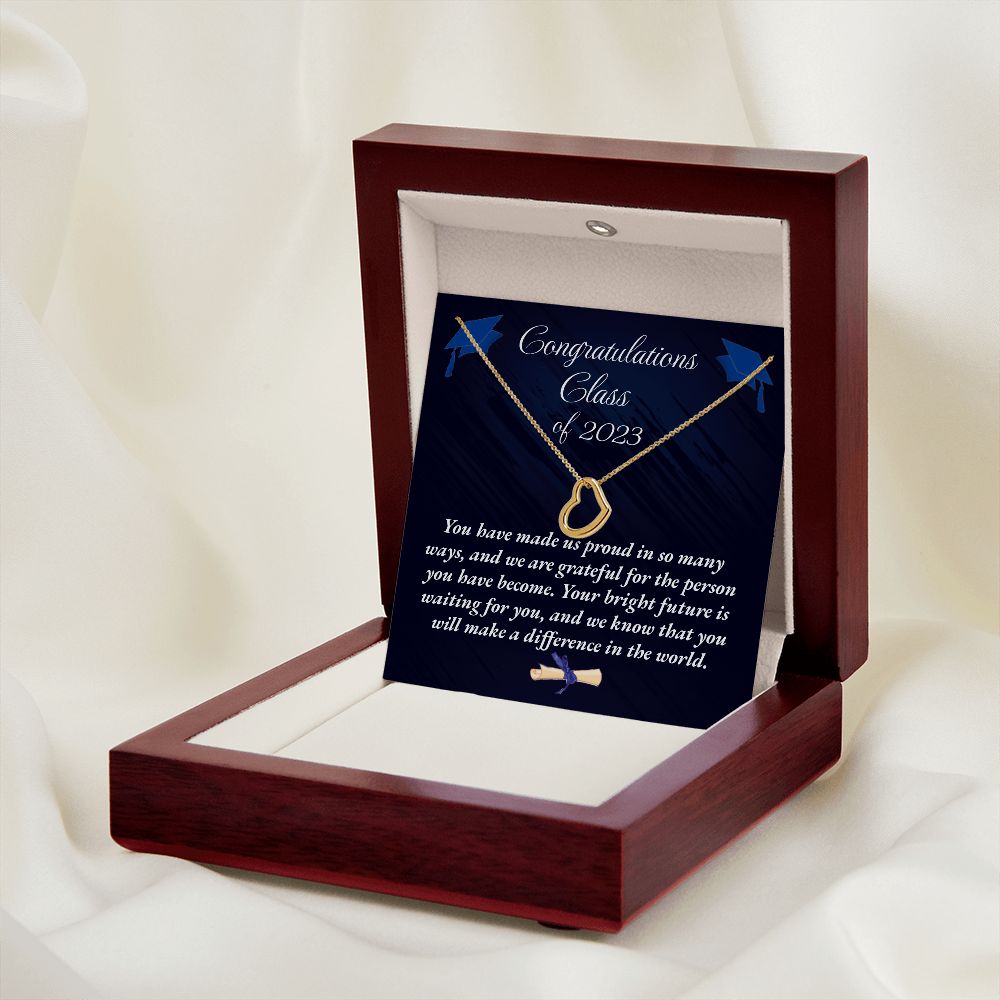 Graduation Gold Delicate Heart Necklace
