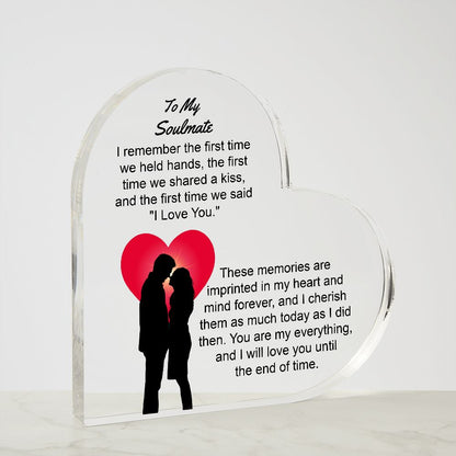 Soulmate Printed Heart Shaped Acrylic Plaque