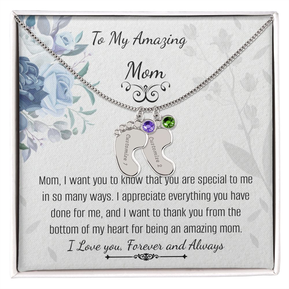 Mom Baby Feet Necklace