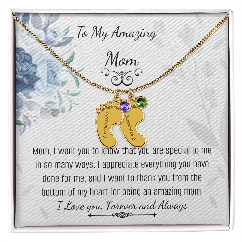 Mom Baby Feet Necklace