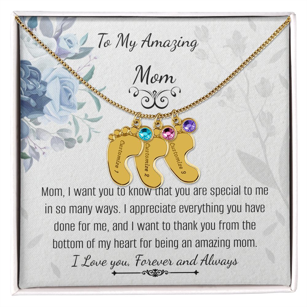 Mom Baby Feet Necklace