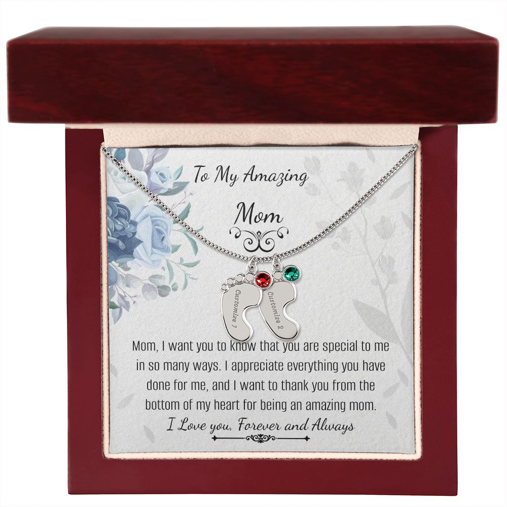 Mom Baby Feet Necklace